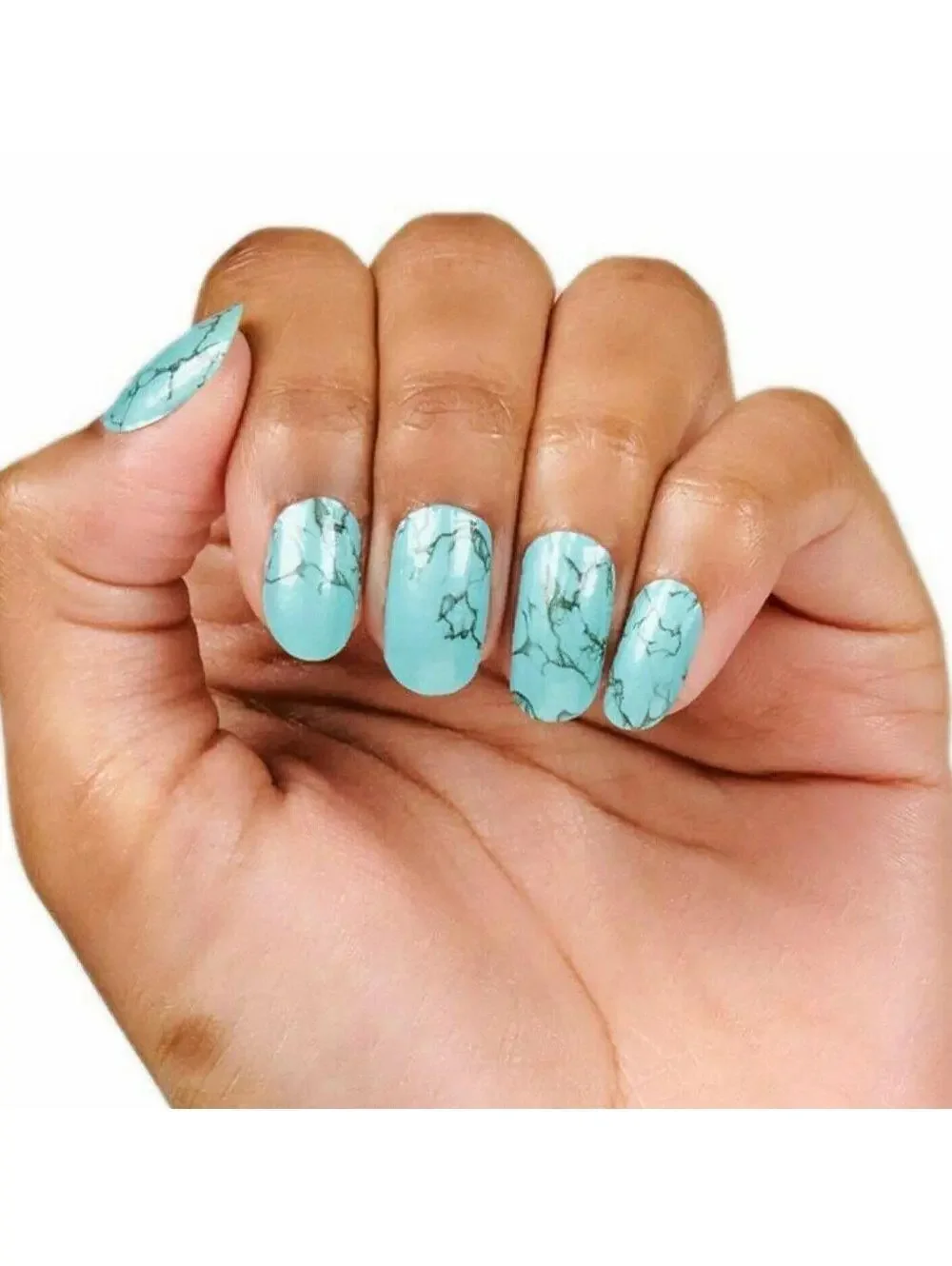 Color Street Mojave Turquoise Southwestern Sky Blue Stone Nail Strips
